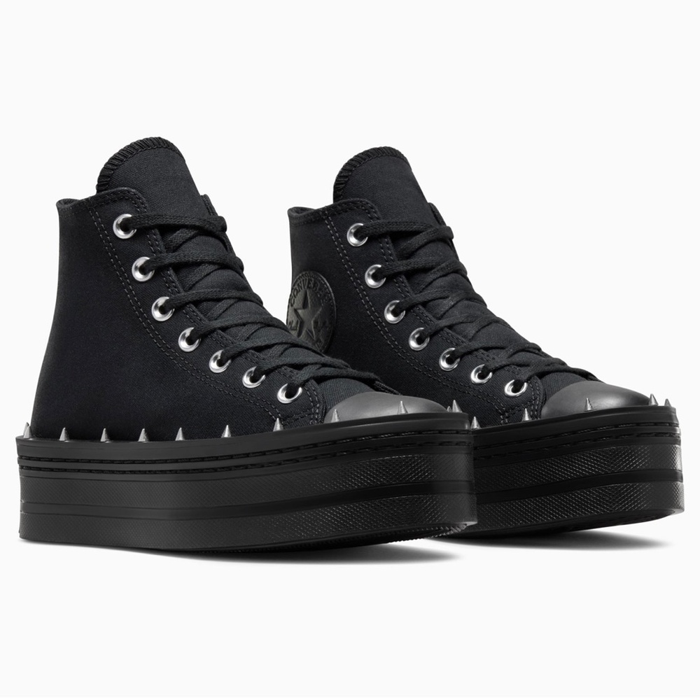 Converse Chuck Taylor All Star Modern Lift Platform Studded Black size 8.5 NEW - Picture 5 of 12